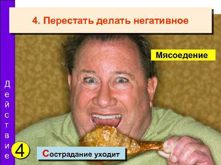 4. Перестать делать негативное Мясоедение Д е й с т в и е 4