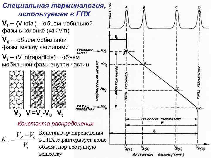 Специальная терминалогия, используемая в ГПХ Vt – (V total) – объем мобильной фазы в