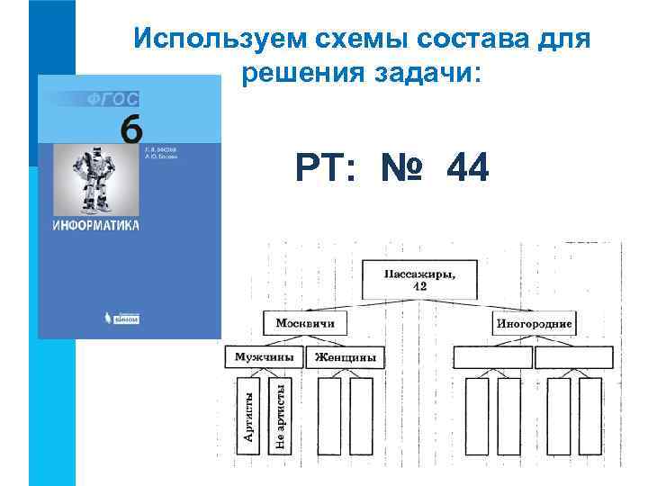 Используем схемы состава для решения задачи: РТ: № 44 