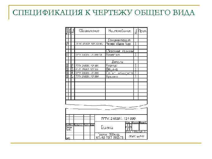 Размещение спецификации на чертеже