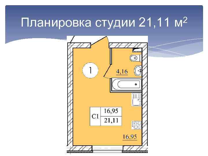 2 Планировка студии 21, 11 м 
