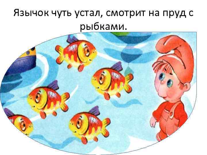 Язычок чуть устал, смотрит на пруд с рыбками. 