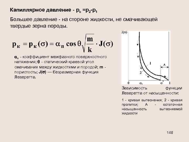 Капиллярное давление - рк =р2 -р1 Большее давление - на стороне жидкости, не смачивающей