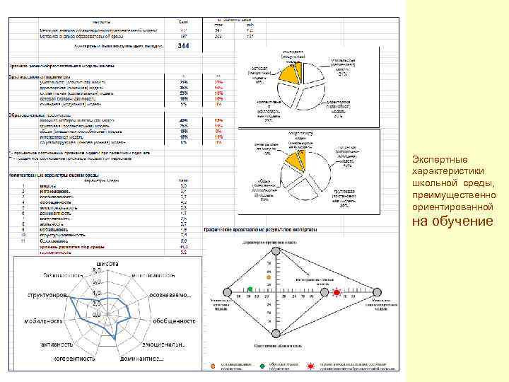 Экспертные характеристики школьной среды, преимущественно ориентированной на обучение 