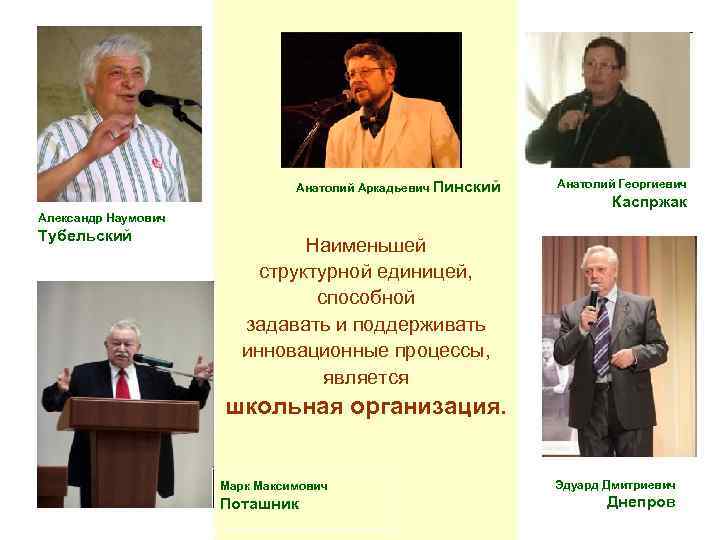  Анатолий Аркадьевич Пинский Александр Наумович Тубельский Анатолий Георгиевич Каспржак Наименьшей структурной единицей, способной