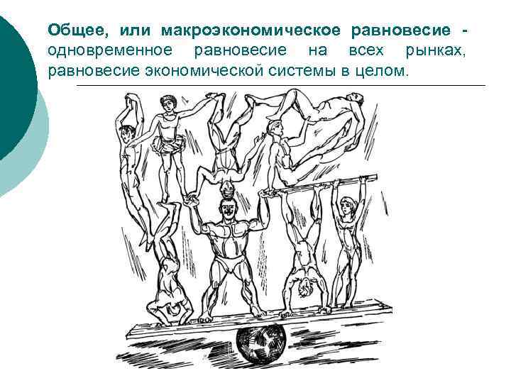 Общее, или макроэкономическое равновесие одновременное равновесие на всех рынках, равновесие экономической системы в целом.
