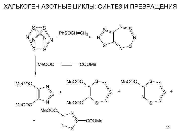 ХАЛЬКОГЕН-АЗОТНЫЕ ЦИКЛЫ: СИНТЕЗ И ПРЕВРАЩЕНИЯ 29 