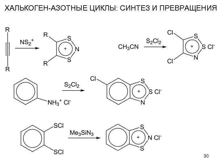 ХАЛЬКОГЕН-АЗОТНЫЕ ЦИКЛЫ: СИНТЕЗ И ПРЕВРАЩЕНИЯ 30 