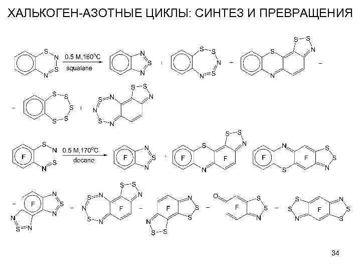 ХАЛЬКОГЕН-АЗОТНЫЕ ЦИКЛЫ: СИНТЕЗ И ПРЕВРАЩЕНИЯ 34 