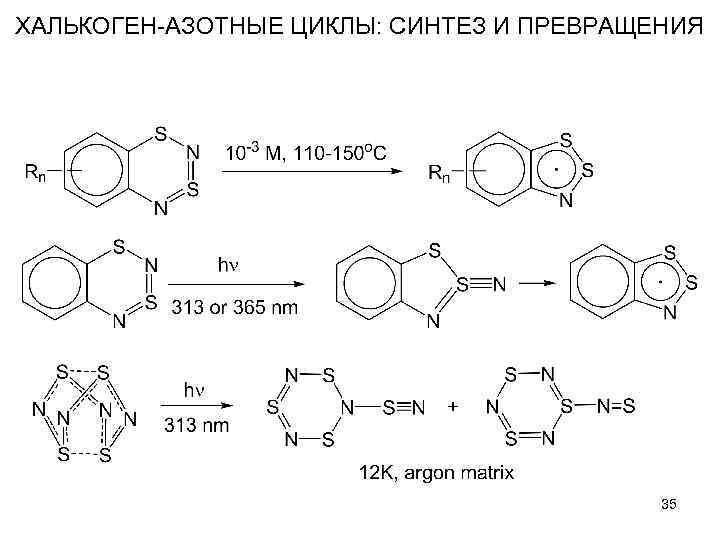 ХАЛЬКОГЕН-АЗОТНЫЕ ЦИКЛЫ: СИНТЕЗ И ПРЕВРАЩЕНИЯ 35 