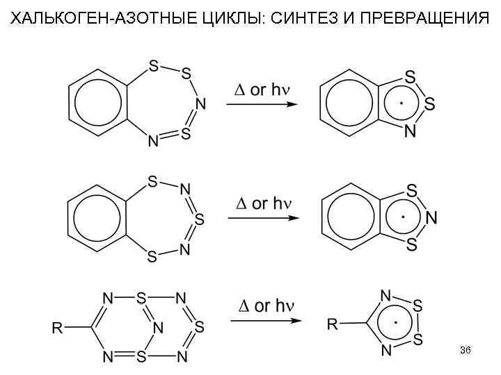 ХАЛЬКОГЕН-АЗОТНЫЕ ЦИКЛЫ: СИНТЕЗ И ПРЕВРАЩЕНИЯ 36 