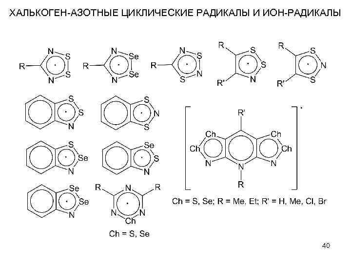 ХАЛЬКОГЕН-АЗОТНЫЕ ЦИКЛИЧЕСКИЕ РАДИКАЛЫ И ИОН-РАДИКАЛЫ 40 