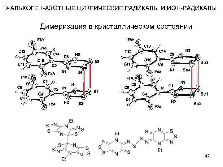 ХАЛЬКОГЕН-АЗОТНЫЕ ЦИКЛИЧЕСКИЕ РАДИКАЛЫ И ИОН-РАДИКАЛЫ Димеризация в кристаллическом состоянии 42 