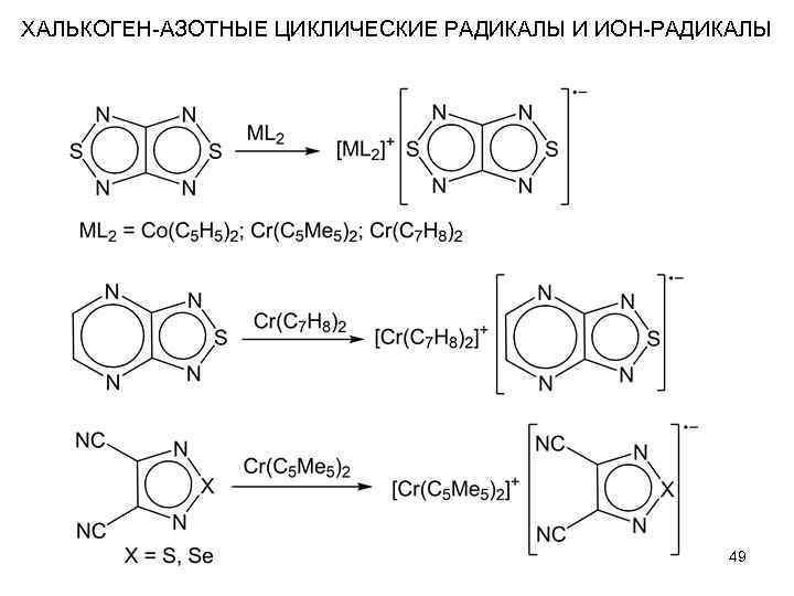 ХАЛЬКОГЕН-АЗОТНЫЕ ЦИКЛИЧЕСКИЕ РАДИКАЛЫ И ИОН-РАДИКАЛЫ 49 