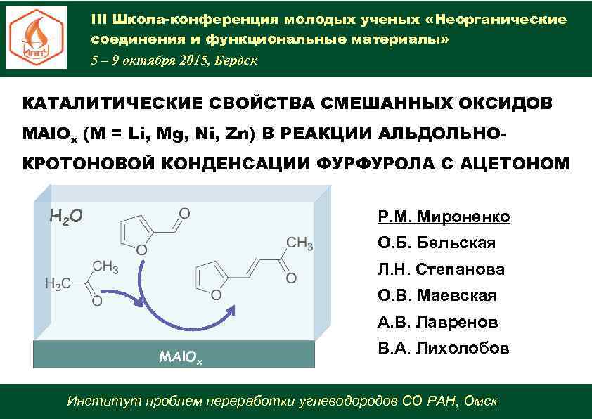 III Школа-конференция молодых ученых «Неорганические соединения и функциональные материалы» 5 – 9 октября 2015,