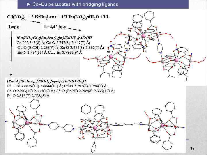 ► Cd–Eu benzoates with bridging ligands Cd(NO 3)2 + 3 Kt. Bu 2 benz