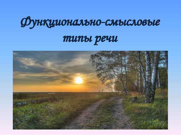 Функционально-смысловые типы речи 