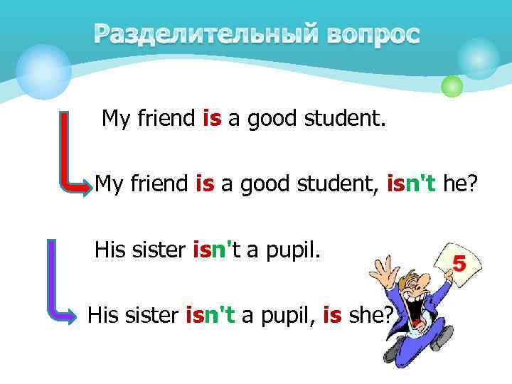 My friend is a good student, isn't he? His sister isn't a pupil, is