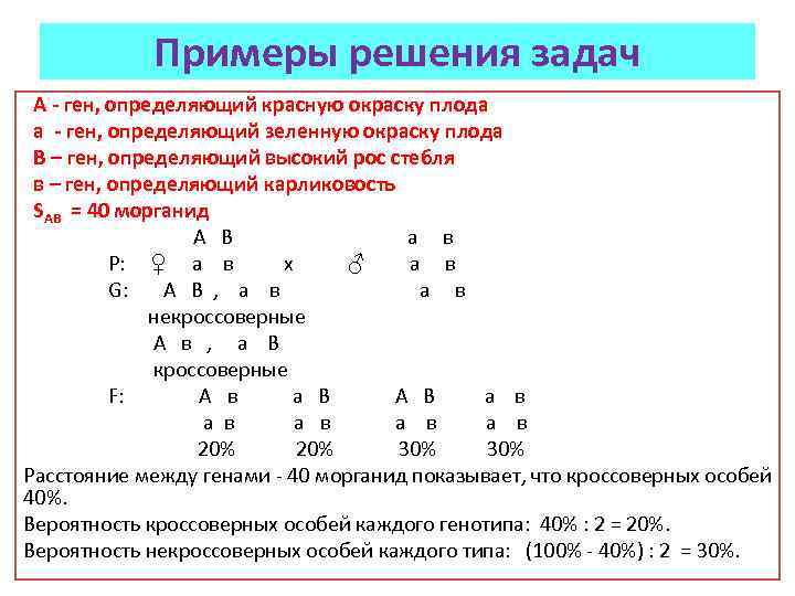 Примеры решения задач А - ген, определяющий красную окраску плода а - ген, определяющий