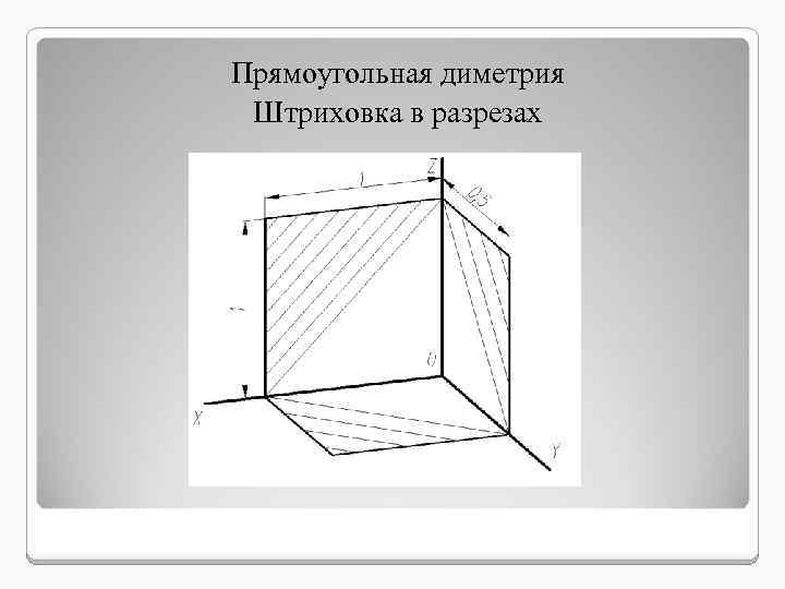 Диметрия. Построение в прямоугольной диметрии. Оси прямоугольной диметрии. Фронтальная прямоугольная диметрия. Прямоугольная параллельная диметрия.