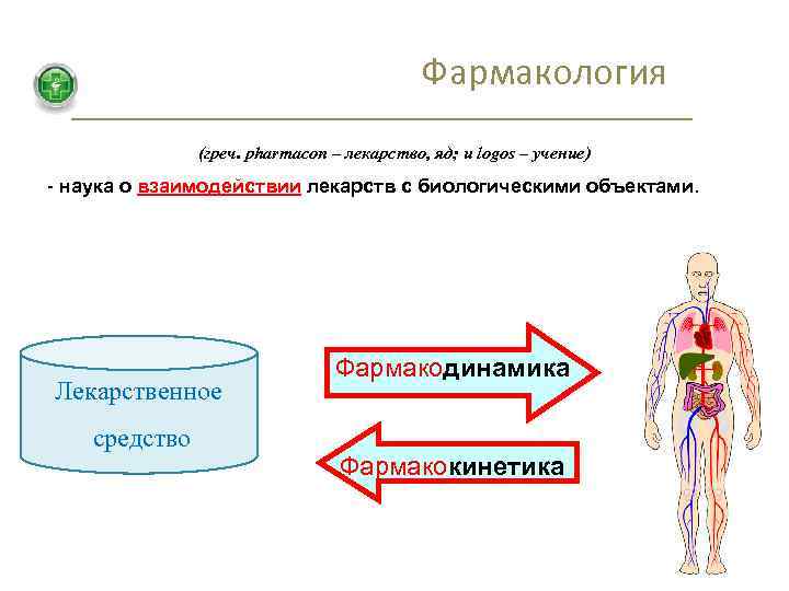 Фармакология (греч. pharmacon – лекарство, яд; и logos – учение) - наука о взаимодействии