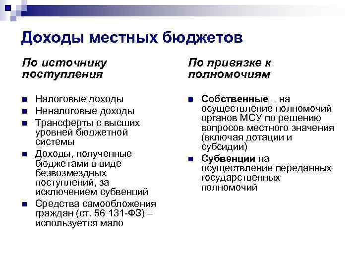 Доходы местных бюджетов По источнику поступления n n n Налоговые доходы Неналоговые доходы Трансферты