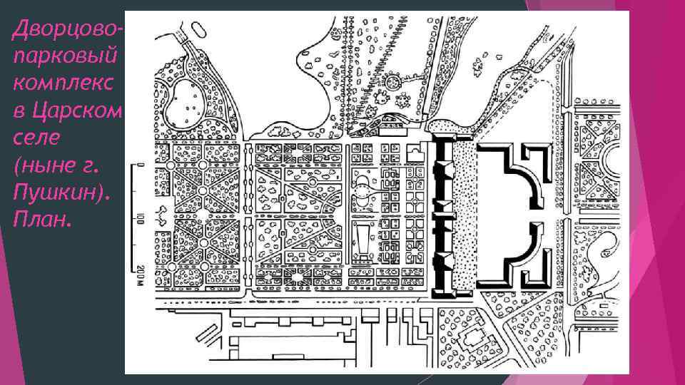 Дворцовопарковый комплекс в Царском селе (ныне г. Пушкин). План. 