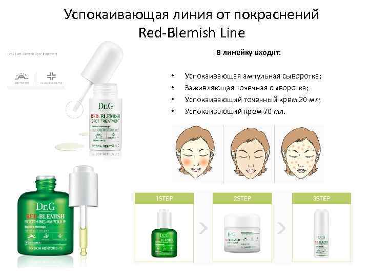 Успокаивающая линия от покраснений Red-Blemish Line В линейку входят: • • Успокаивающая ампульная сыворотка;