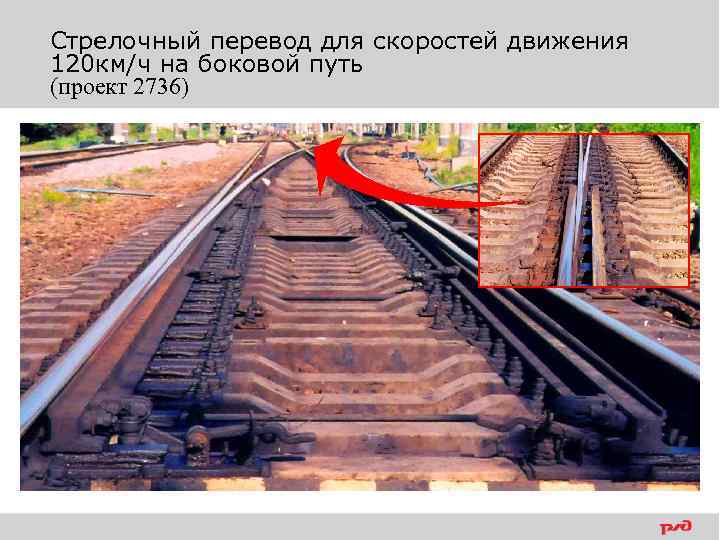 Стрелочный перевод для скоростей движения 120 км/ч на боковой путь (проект 2736) 
