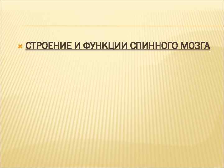  СТРОЕНИЕ И ФУНКЦИИ СПИННОГО МОЗГА 