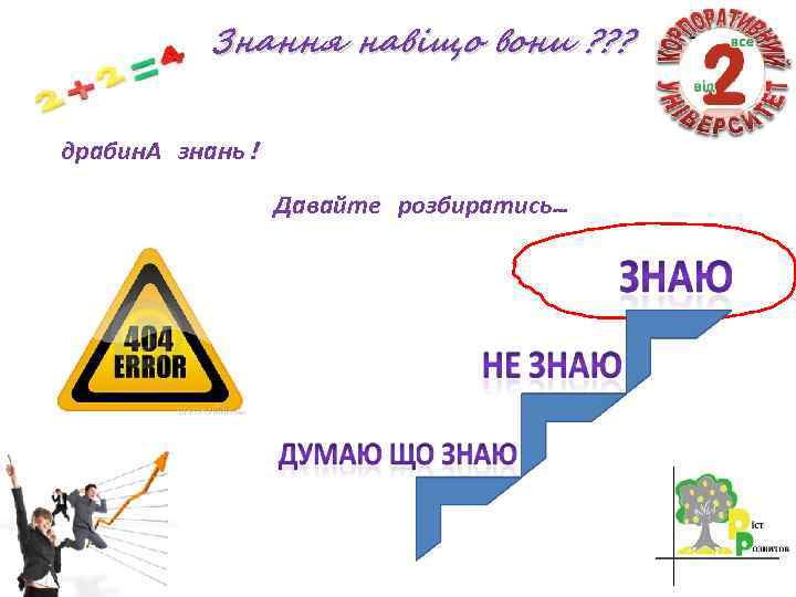 Знання навіщо вони ? ? ? драбин. А знань! Давайте розбиратись… 