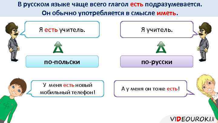 В русском языке чаще всего глагол есть подразумевается. Он обычно употребляется в смысле иметь.