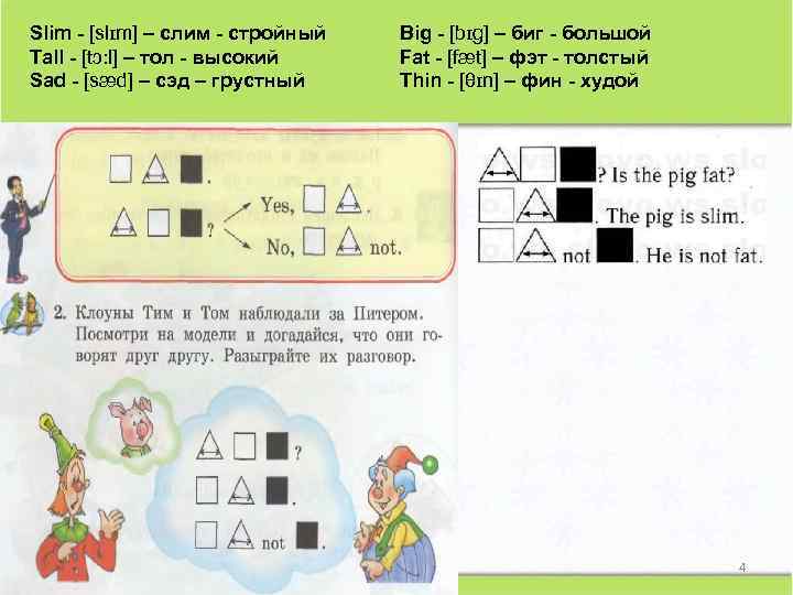 Slim - [slɪm] – слим - стройный Tall - [tɔ: l] – тол -