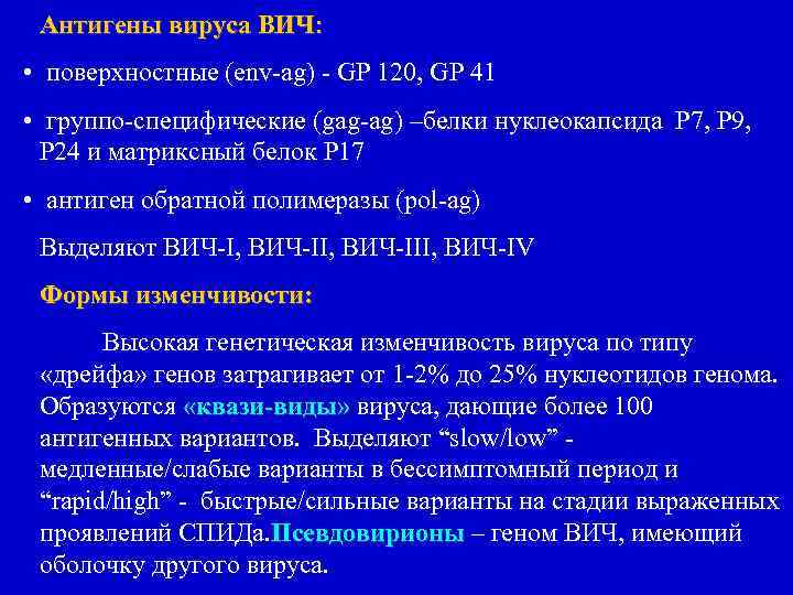 Антигены вируса иммунодефицита человека