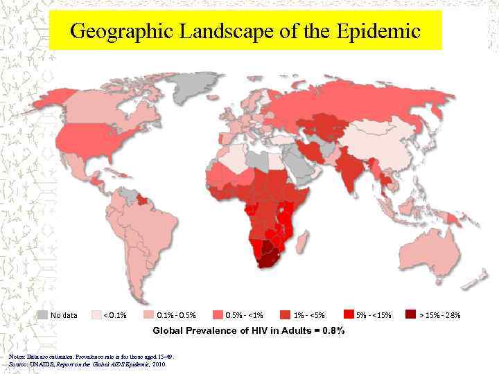 Geographic Landscape of the Epidemic No data < 0. 1% - 0. 5% -