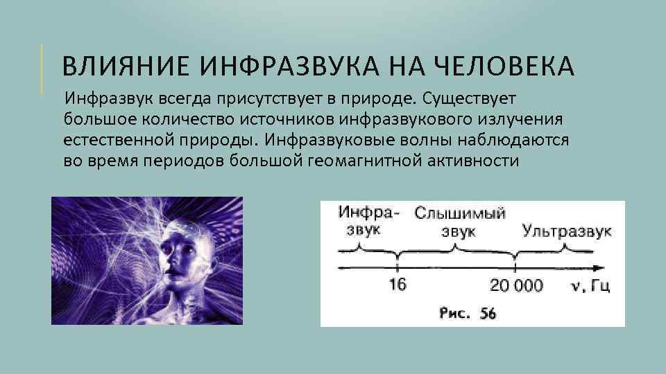 ВЛИЯНИЕ ИНФРАЗВУКА НА ЧЕЛОВЕКА Инфразвук всегда присутствует в природе. Существует большое количество источников инфразвукового