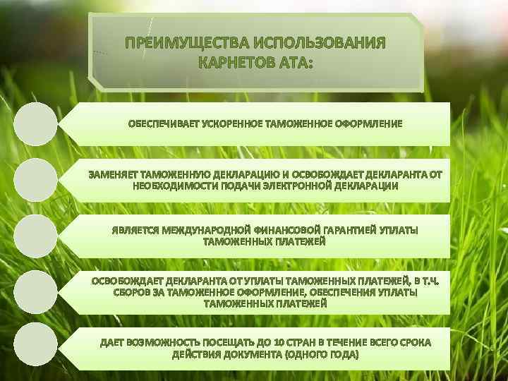 ПРЕИМУЩЕСТВА ИСПОЛЬЗОВАНИЯ КАРНЕТОВ АТА: ОБЕСПЕЧИВАЕТ УСКОРЕННОЕ ТАМОЖЕННОЕ ОФОРМЛЕНИЕ ЗАМЕНЯЕТ ТАМОЖЕННУЮ ДЕКЛАРАЦИЮ И ОСВОБОЖДАЕТ ДЕКЛАРАНТА