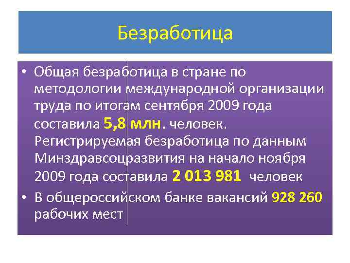 Безработица • Общая безработица в стране по методологии международной организации труда по итогам сентября