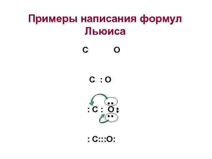 Примеры написания формул Льюиса С О С : О : С : О :