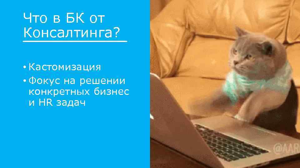 Что в БК от Консалтинга? • Кастомизация • Фокус на решении конкретных бизнес и
