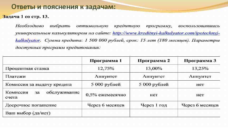 Ответы и пояснения к задачам: 