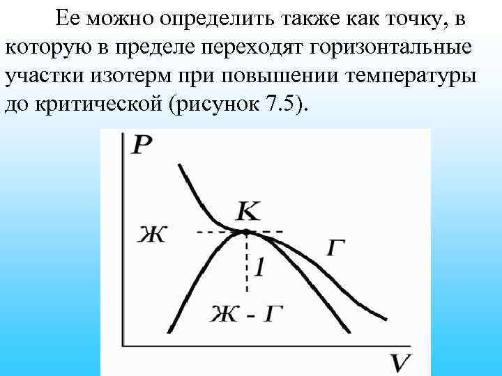 Ее можно определить также как точку, в которую в пределе переходят горизонтальные участки изотерм