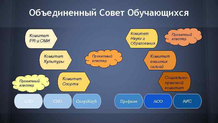 Объединенный Совет Обучающихся Комитет Науки и Образования Комитет PR и СМИ Комитет Культуры АТО