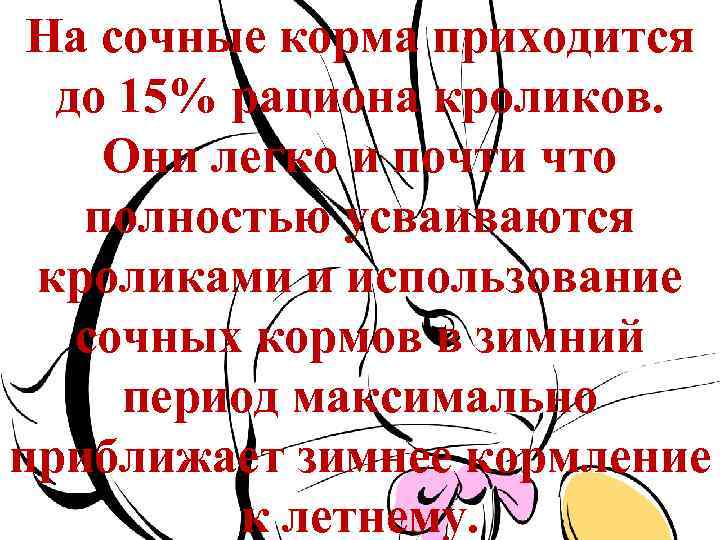 На сочные корма приходится до 15% рациона кроликов. Они легко и почти что полностью