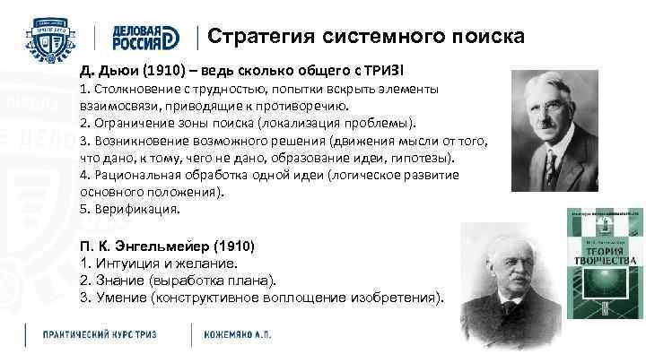 Стратегия системного поиска Д. Дьюи (1910) – ведь сколько общего с ТРИЗ! 1. Столкновение