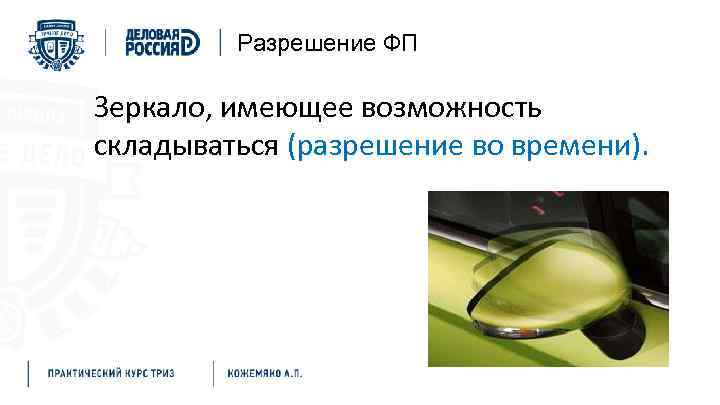 Разрешение ФП Зеркало, имеющее возможность складываться (разрешение во времени). 