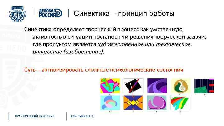 Синектика – принцип работы Синектика определяет творческий процесс как умственную активность в ситуации постановки