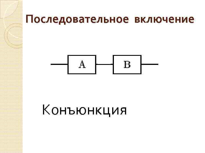 Последовательное включение Конъюнкция 