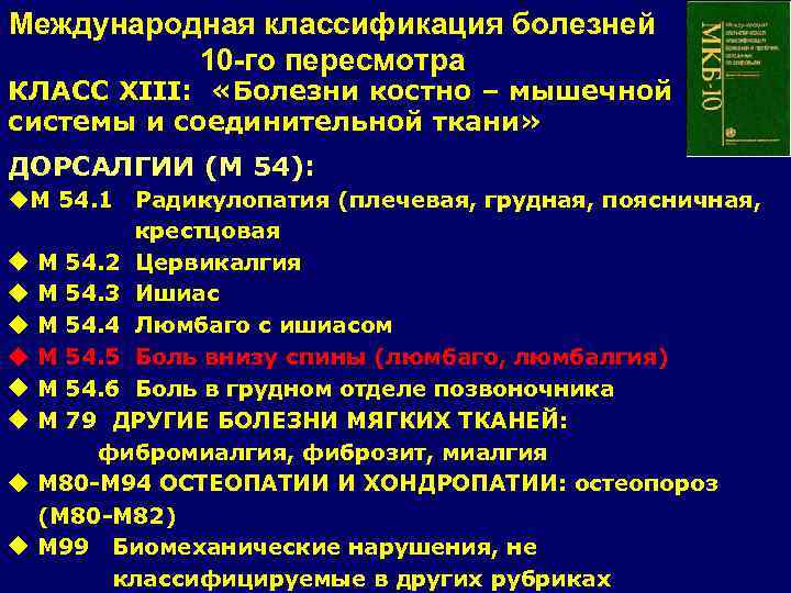 Код мкб 10 остеохондроз шейного отдела позвоночника