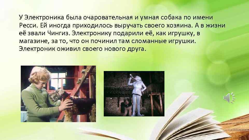 У Электроника была очаровательная и умная собака по имени Ресси. Ей иногда приходилось выручать